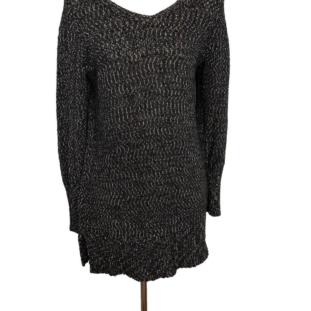 J Jill Holiday Speckled Black Silver Metallic LONG Sweater. SZ. Medium. Party